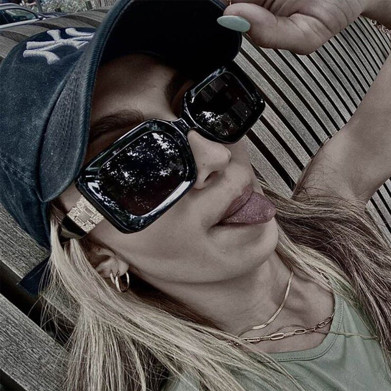 Square simple sunglasses 2025 small frame street shooting sunglasses ladies sunglasses - Negative Apparel