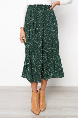 Step into the fashion polka dot style pocket pleated skirt long skirt - Negative Apparel