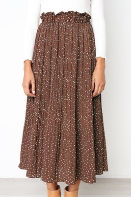 Step into the fashion polka dot style pocket pleated skirt long skirt - Negative Apparel