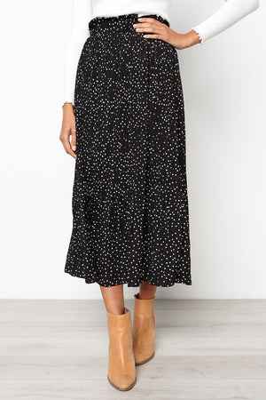 Step into the fashion polka dot style pocket pleated skirt long skirt - Negative Apparel