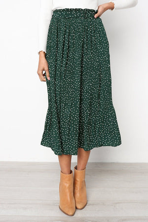 Step into the fashion polka dot style pocket pleated skirt long skirt - Negative Apparel