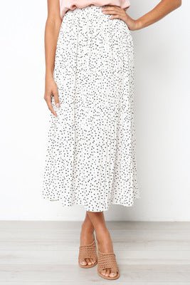 Step into the fashion polka dot style pocket pleated skirt long skirt - Negative Apparel