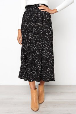 Step into the fashion polka dot style pocket pleated skirt long skirt - Negative Apparel