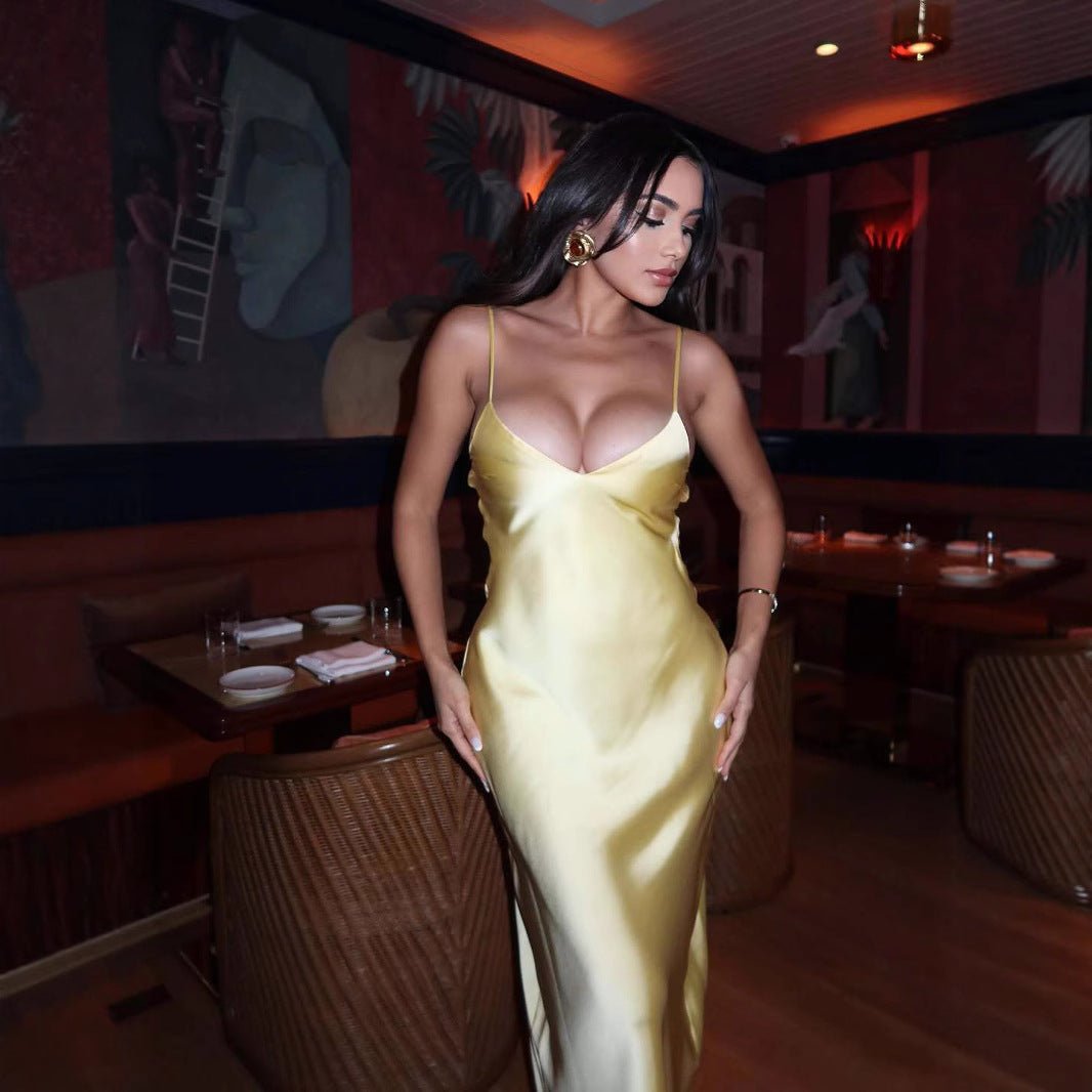 π Street Style High Waist Suspender Dress for Women | Solid Color Summer Midi Dress β Polyester | Part No. CY61336 - Negative Apparel