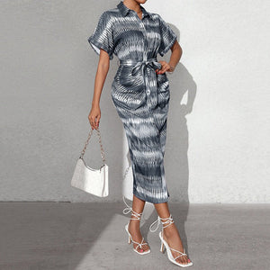 Striped lace - up cardigan dress - Negative Apparel