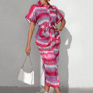 Striped lace - up cardigan dress - Negative Apparel