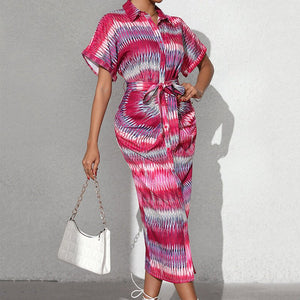 Striped lace - up cardigan dress - Negative Apparel