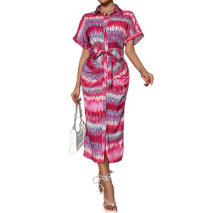 Striped lace - up cardigan dress - Negative Apparel