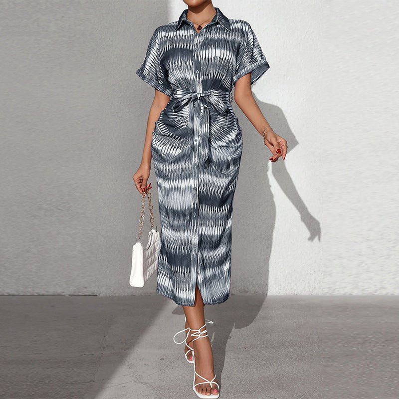 Striped lace - up cardigan dress - Negative Apparel