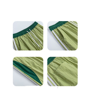 Striped quick - drying sweatpants women's spring and summer pants women's straight casual sweatpants mountaineering charging American wide - leg pants - Negative Apparel