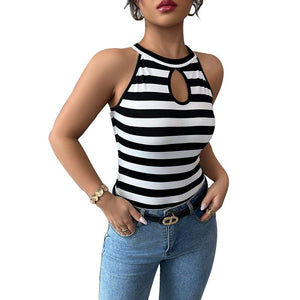 Striped sleeveless small vest 2025 summer Amazon women's versatile jumper top women - Negative Apparel