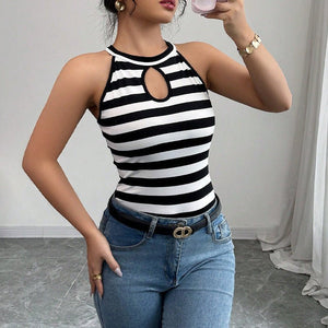 Striped sleeveless small vest 2025 summer Amazon women's versatile jumper top women - Negative Apparel