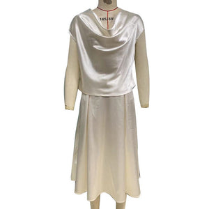 Style imitation silk short - sleeved skirt suit - Negative Apparel