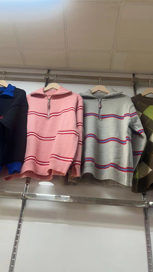 Stylish Striped/Checked Pullover Sweater – Japanese & Korean Casual - Negative Apparel