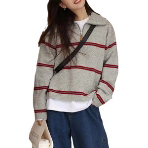 Stylish Striped/Checked Pullover Sweater – Japanese & Korean Casual - Negative Apparel