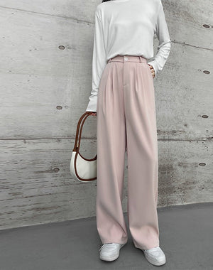 Suit pants for women, new spring styles, high waist wide leg pants, drape casual straight pants - Negative Apparel