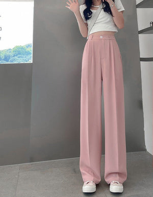 Suit pants for women, new spring styles, high waist wide leg pants, drape casual straight pants - Negative Apparel