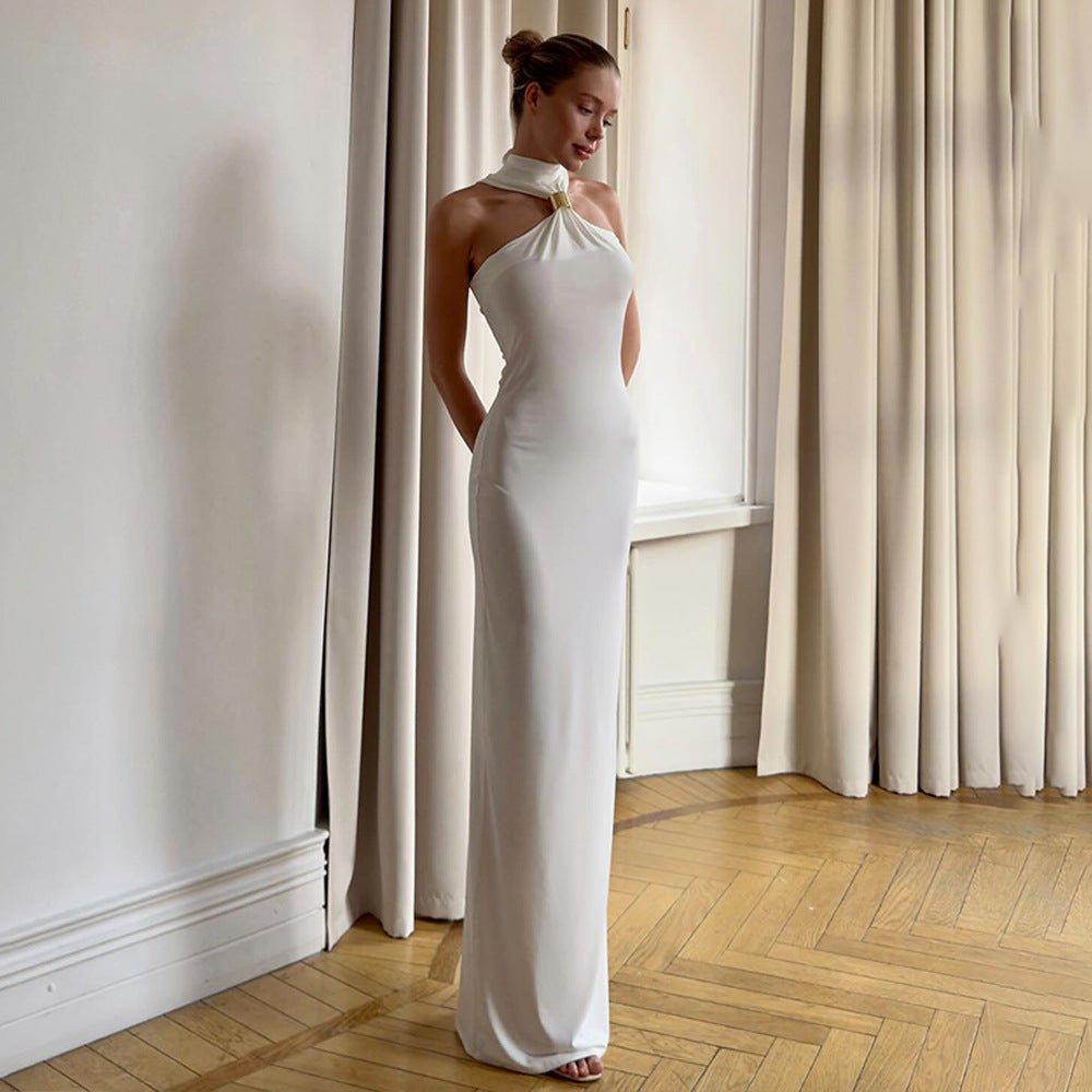 Summer 2025 Milk Silk Halter Neck Dress - Negative Apparel