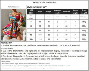 summer 2025 new elegant women's fashion flower print cross - neck belt dress - Negative Apparel