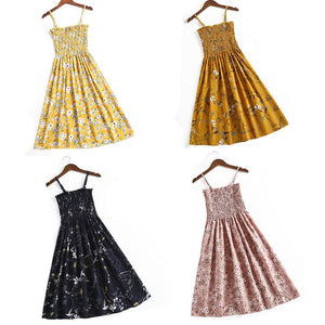 Summer new floral dress waist thin retro temperament suspender skirt - Negative Apparel