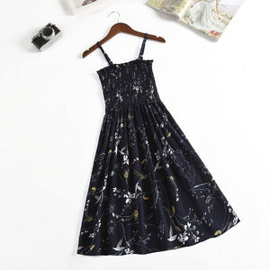 Summer new floral dress waist thin retro temperament suspender skirt - Negative Apparel