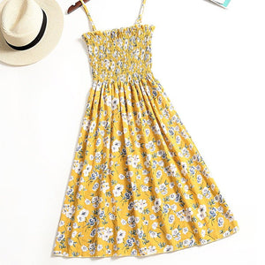 Summer new floral dress waist thin retro temperament suspender skirt - Negative Apparel