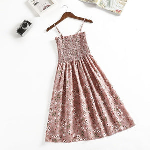 Summer new floral dress waist thin retro temperament suspender skirt - Negative Apparel