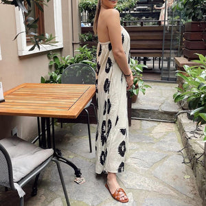 Summer new French design single shoulder suspender beach dress women's dress - Negative Apparel