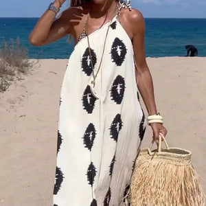 Summer new French design single shoulder suspender beach dress women's dress - Negative Apparel