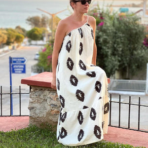 Summer new French design single shoulder suspender beach dress women's dress - Negative Apparel