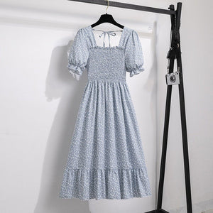 Summer new French retro design temperament waist thin floral dress women's light luxury - Negative Apparel