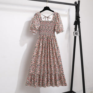 Summer new French retro design temperament waist thin floral dress women's light luxury - Negative Apparel