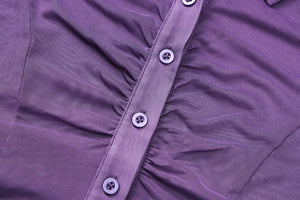 Summer new POLO collar cardigan buttoned mesh see - through waist slimming top - Negative Apparel