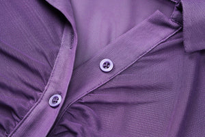 Summer new POLO collar cardigan buttoned mesh see - through waist slimming top - Negative Apparel