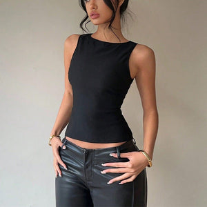 Summer new sexy European and American style small vest elastic sleeveless slim top women - Negative Apparel