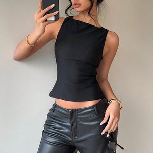 Summer new sexy European and American style small vest elastic sleeveless slim top women - Negative Apparel