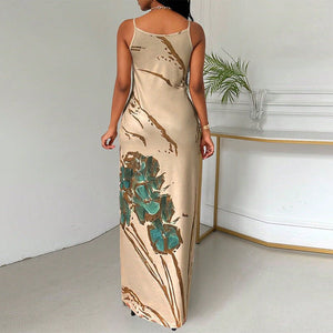 Summer new suspender skirt butterfly printing step dress - Negative Apparel