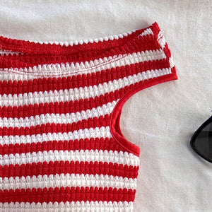 Summer new vacation style striped small vest hip short suit women - Negative Apparel