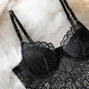 Summer suspenders sxy lace hollow body shaping jumpsuit ladies sxy underwear all - match outfit - Negative Apparel