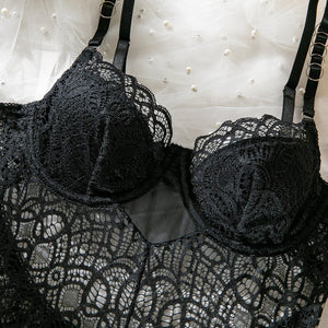 Summer suspenders sxy lace hollow body shaping jumpsuit ladies sxy underwear all - match outfit - Negative Apparel