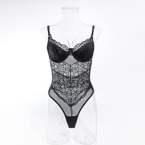 Summer suspenders sxy lace hollow body shaping jumpsuit ladies sxy underwear all - match outfit - Negative Apparel