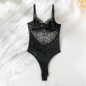 Summer suspenders sxy lace hollow body shaping jumpsuit ladies sxy underwear all - match outfit - Negative Apparel