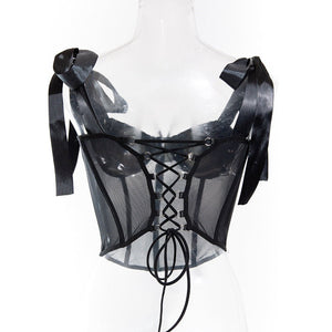 Summer tethered cami sequined backless steel ring gathered body - con sexy top - Negative Apparel