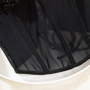 Summer tethered cami sequined backless steel ring gathered body - con sexy top - Negative Apparel