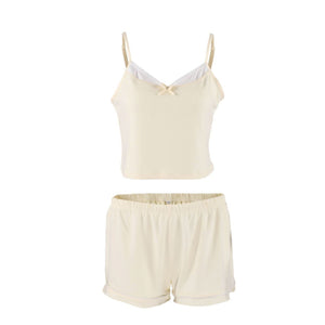 Sun - Kissed Serenity | Knitted Suspender & Shorts Loungewear Set - Negative Apparel