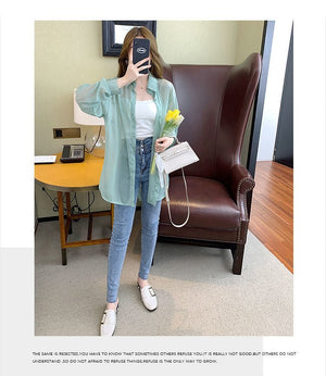 Sun protection clothing shirt women thin outerwear summer new design chiffon shirt - Negative Apparel