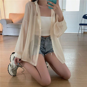 Sun protection clothing shirt women thin outerwear summer new design chiffon shirt - Negative Apparel