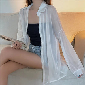 Sun protection clothing shirt women thin outerwear summer new design chiffon shirt - Negative Apparel
