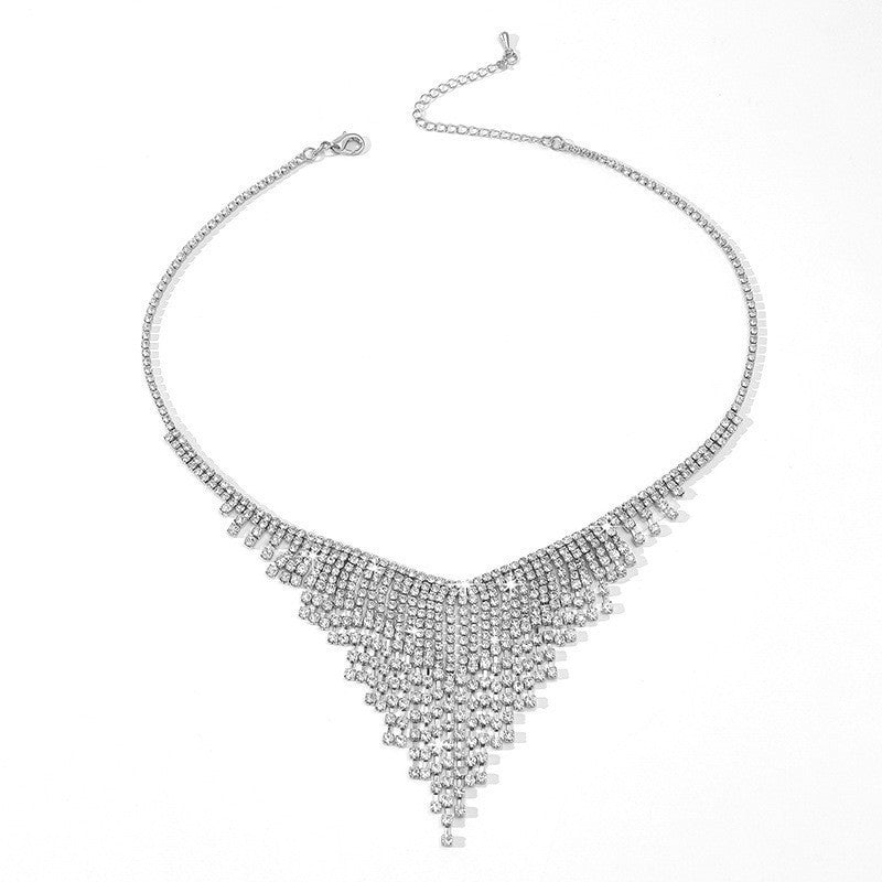 Super flash full diamond crystal tassel necklace - Negative Apparel