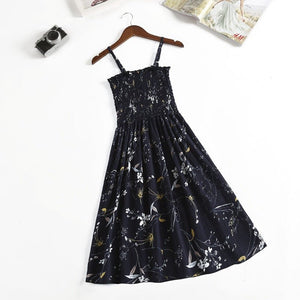 Suspender floral dress women's new French chiffon design sense short print dress - Negative Apparel